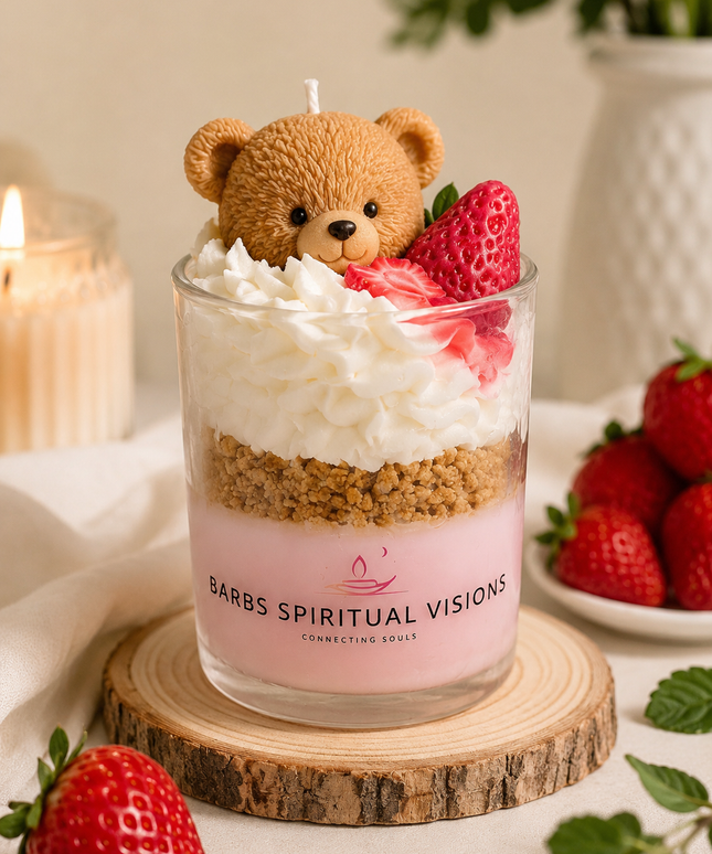 Strawberry Vanilla Bear Dessert Candle